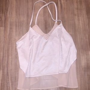 Suede Off-White Cross Strapped Tank Top Blouse